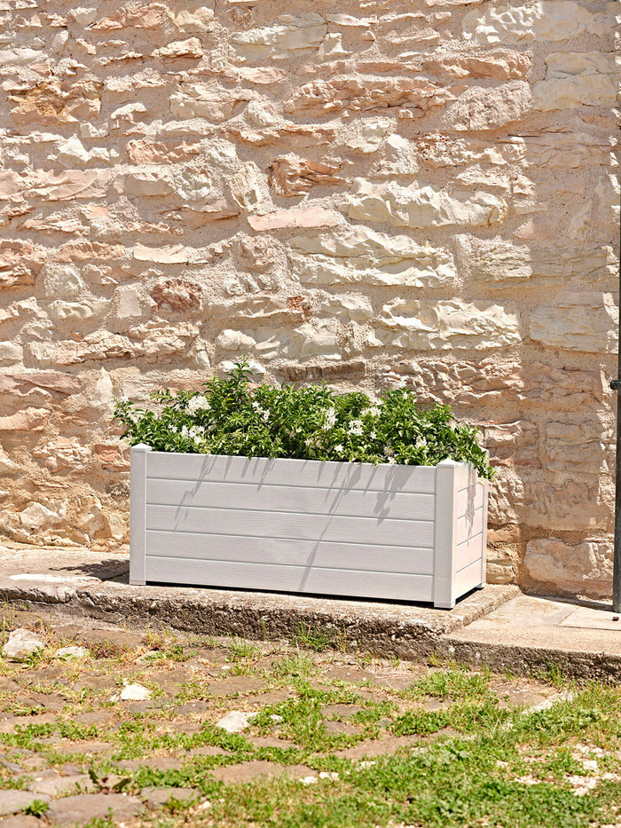 Fioriera da Giardino 100x42x40 cm in Polipropilene Trama 002 Snow Bianco Neve