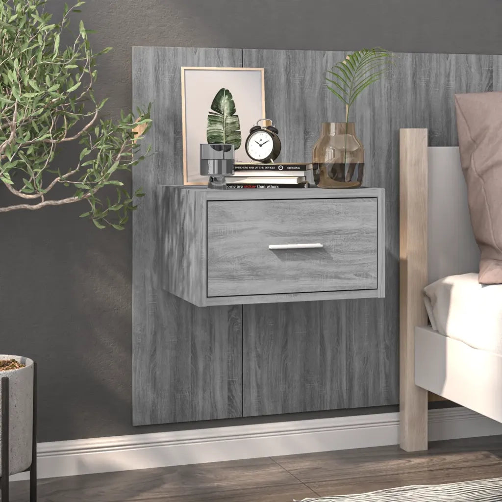 Comodini a Muro 2 pz-Set di 2 Tavolino da notte Grigio Sonoma 762398