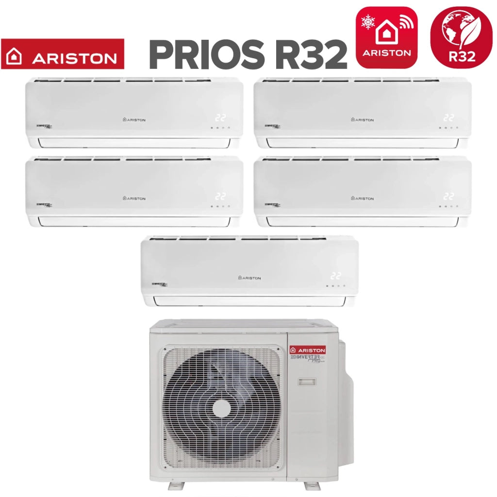 Climatizzatore Condizionatore Ariston Penta Split Inverter serie PRIOS 9+9+9+9+9 con PENTA 121 XD0C-O R-32 Wi-Fi Optional 9000+9000+9000+9000+9000