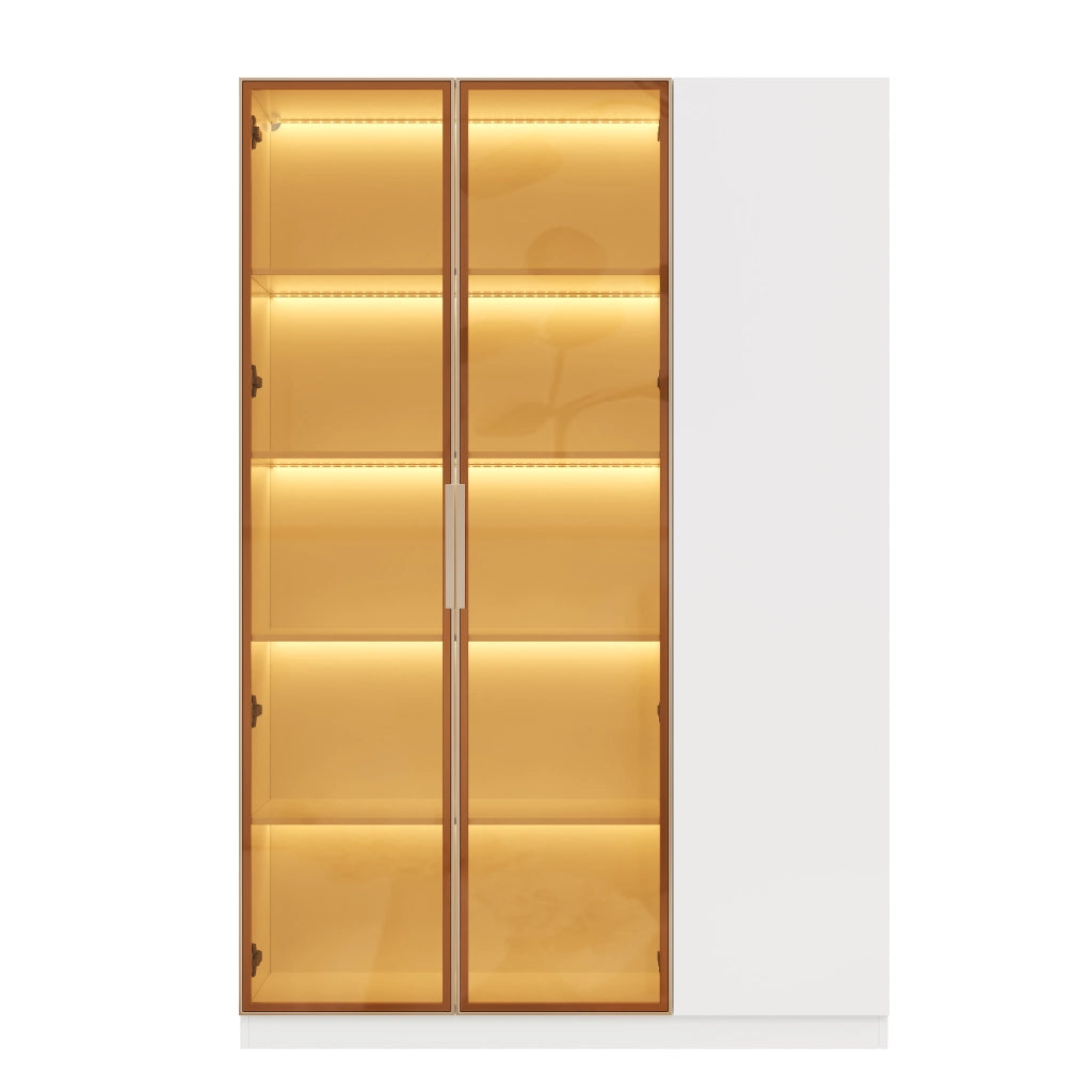 Vetrina in Vetro con LED ¨C MINIMAL ¨C Bianca, 3 Ante, Ripiani Regolabili, 165cm