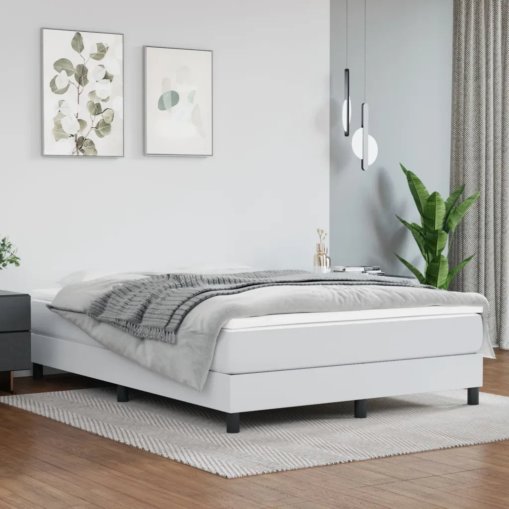 Struttura Letto a Rete a Molle Bianco 140x190 cm in Similpelle