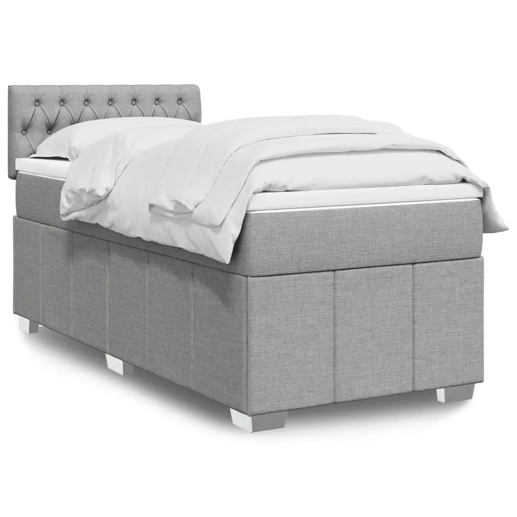Giroletto a Molle con Materasso Grigio Chiaro100x200 cm Tessuto
