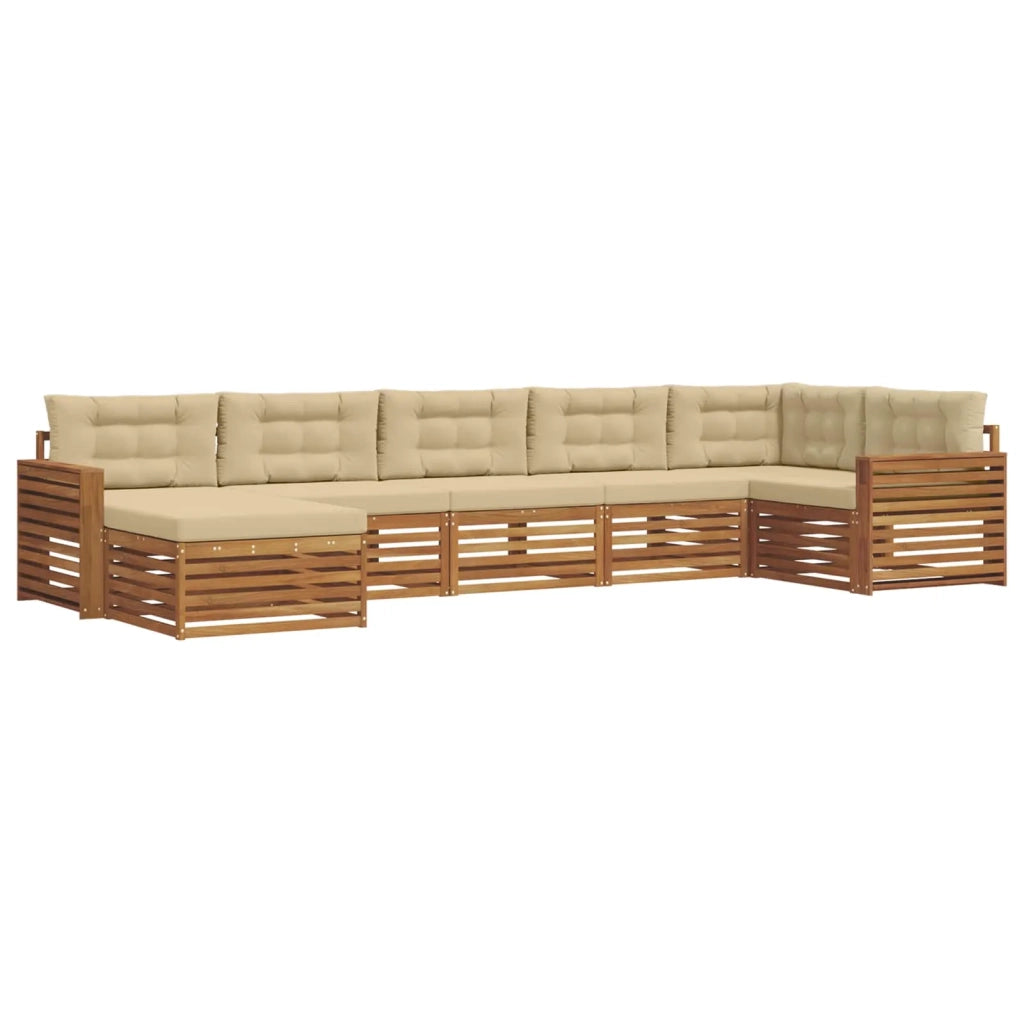 Set di divani da esterno con cuscino 7 pcs Naturale e Beige
