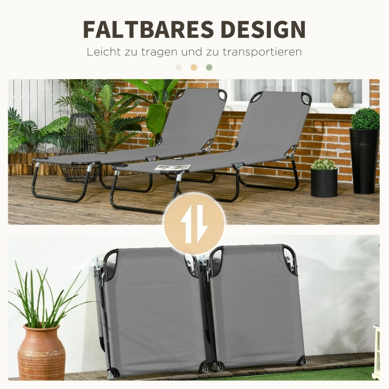 Lettini prendisole set da 2 pieghevoli con schienale regolabile in 5 posizioni per giardino beige