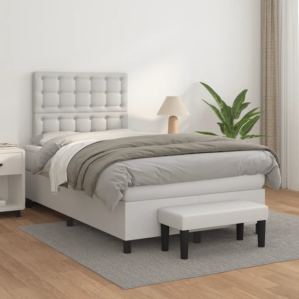 Giroletto a Molle con Materasso Bianco 120x190 cm in Similpelle 3270452