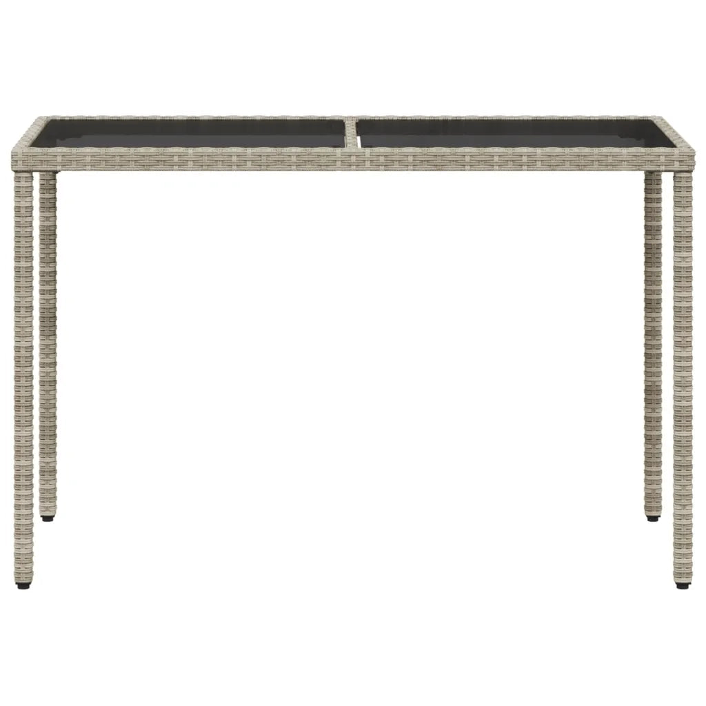 Tavolo Giardino Piano Vetro Grigio Chiaro 115x54x74 Polyrattan