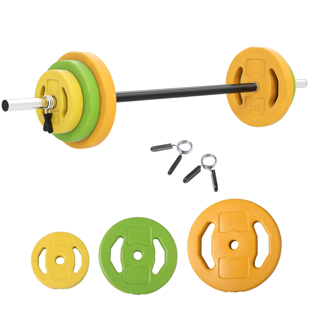 Set Bilanciere con Dischi ¨C zephmum ¨C 20 kg, 6 Pesi, 2 Clip, ?28x130 cm, Multicolore