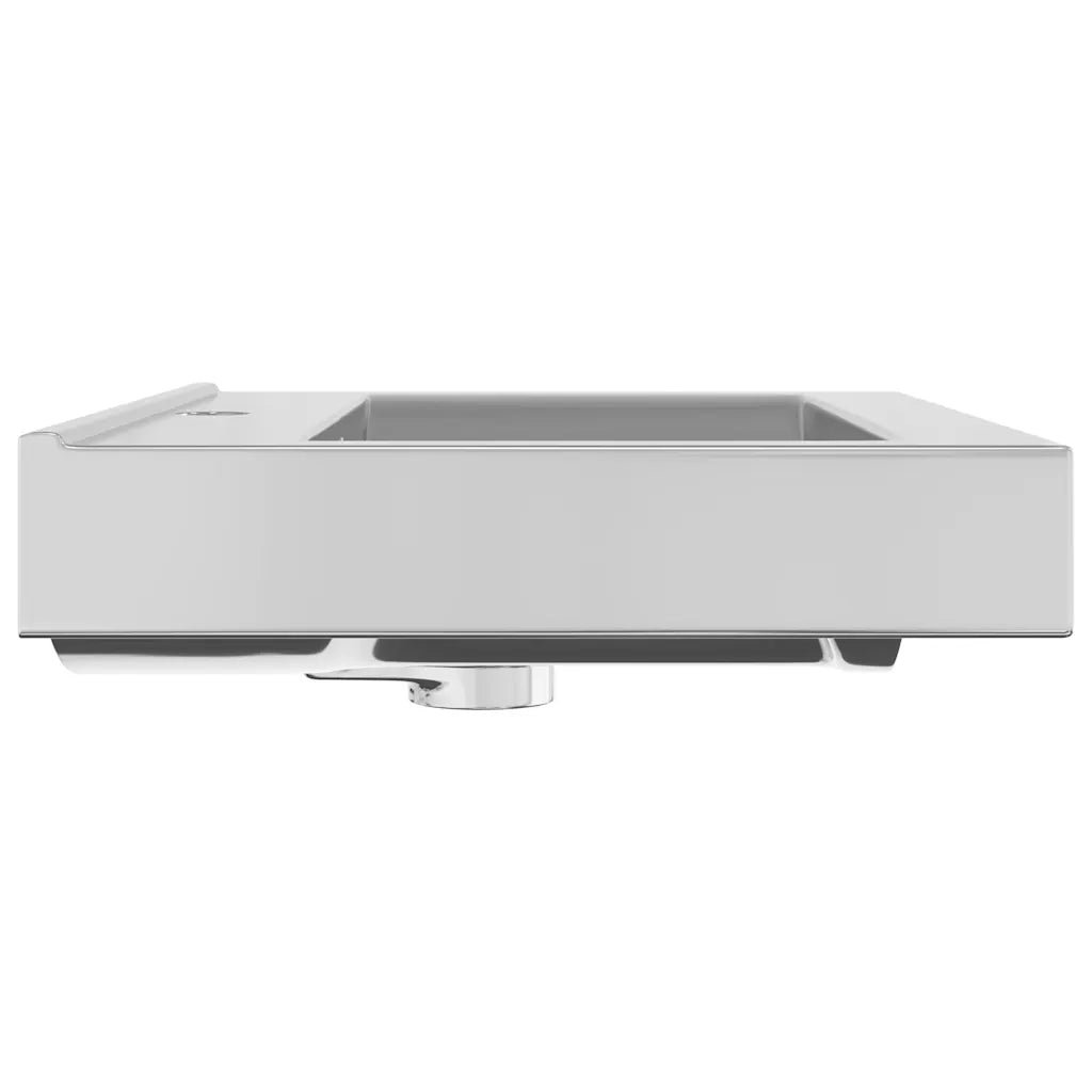 Lavandino con Troppopieno-Lavabo-Lavello 60x46x16 cm in Ceramica Argento
