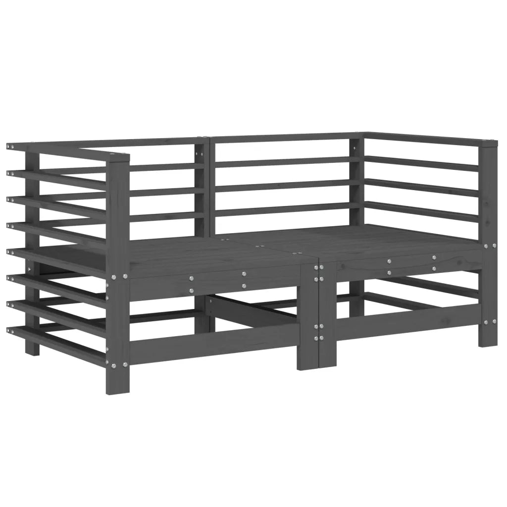 Divano componibile-Divani Angolari con Cuscini 2 pz Legno Massello di Pino Grigio 942287