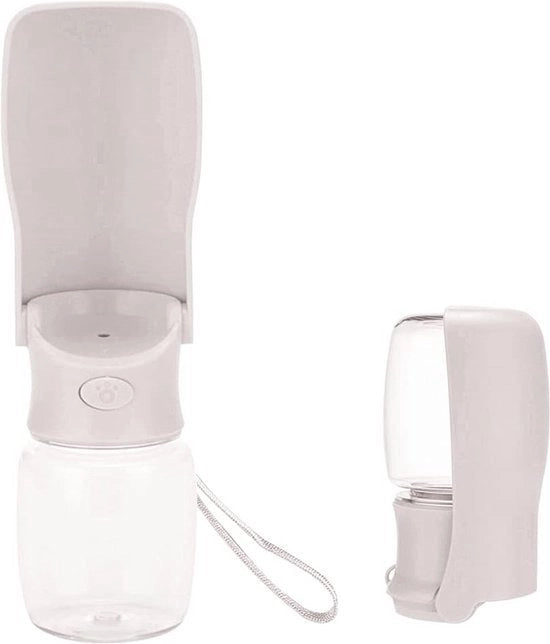 Fiaschetta per cani 350 ml, bebe fiaschetta per cani pieghevole per viaggi, cani gatti animali domestici, impermeabile, fiaschetta per cani per passeggiate, viaggi (bianco)