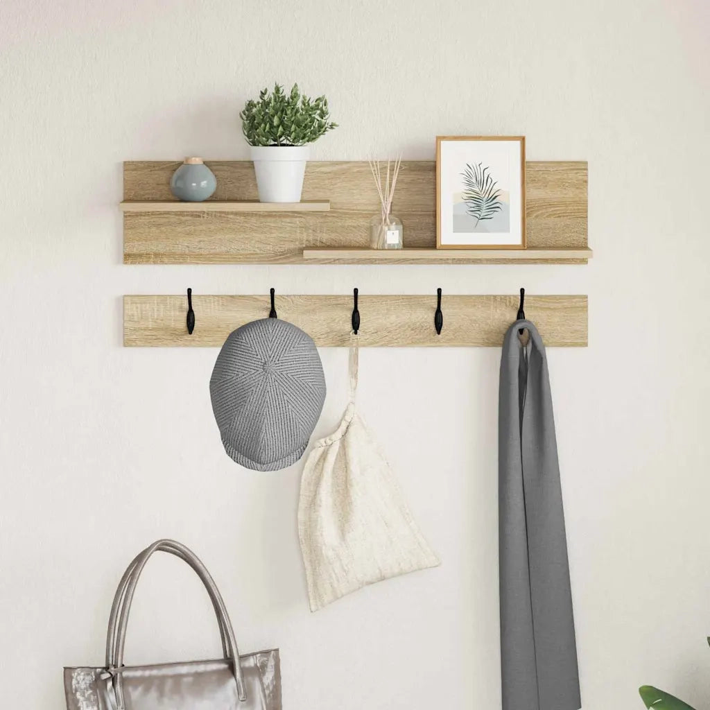 vidaXL Appendiabiti a muro rovere sonoma 90 x 15 x 36 cm