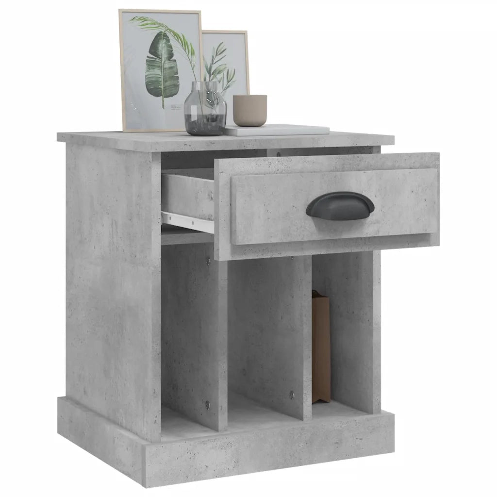 Set di 2 Comodini | Armadio da Notte | Mobiletto da notte Grigio Cemento 43x36x50 cm