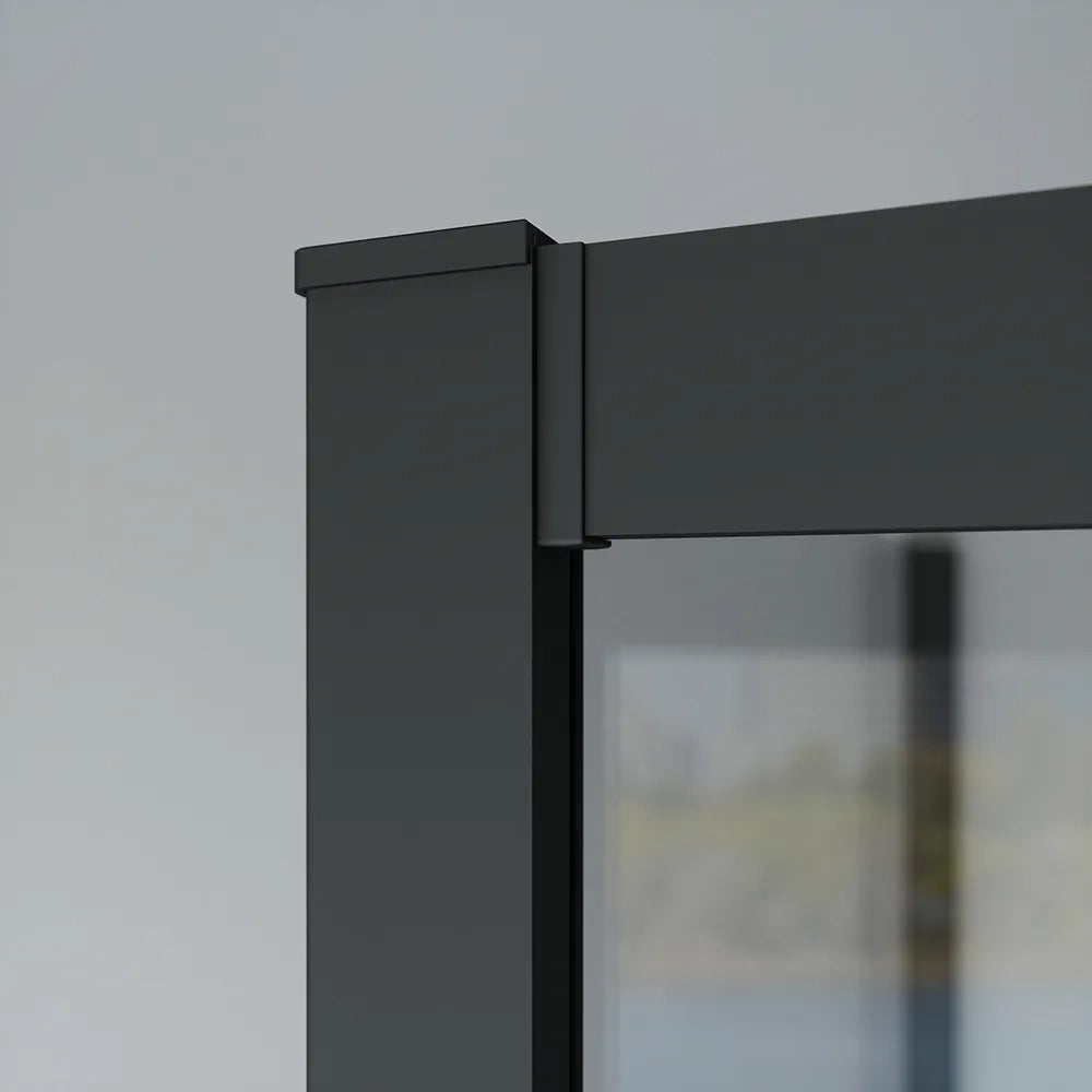 Box doccia nero opaco 3 lati 80x100x80cm con doppio scorrevole e vetro 6mm trasparente h185cm | Tonga