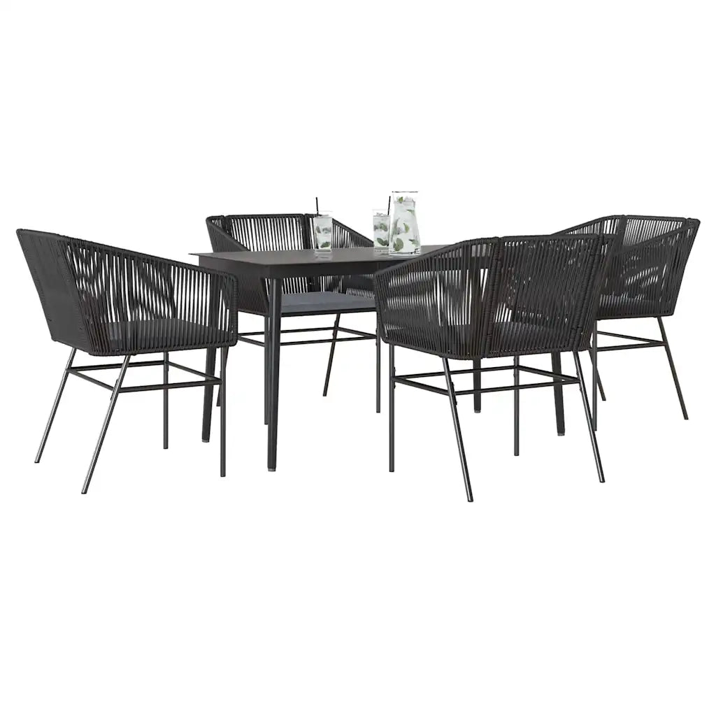 Set da Pranzo da Giardino con Cuscini 5 pz | Set Salotto da Giardino Polyrattan Vetro