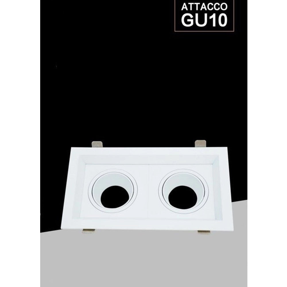 Trade Shop - Portafaretto Doppio Orientabile Incasso Bianco Per Lampadine Gu10 Gu5.3 P33-b2 -