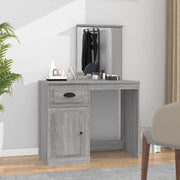 Toeletta Specchio-Tavolo da Vanit¨¤ Grigio Sonoma 90x50x132,5cm Legno Multistrato