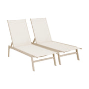 Set 2 lettini prendisole in acciaio multiposizione, beige