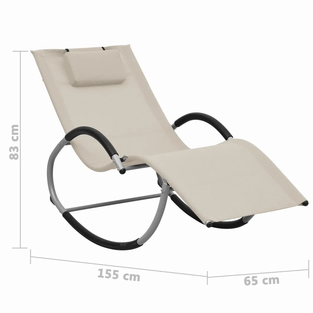 Lettino Prendisole con Cuscino Crema in Textilene 47789
