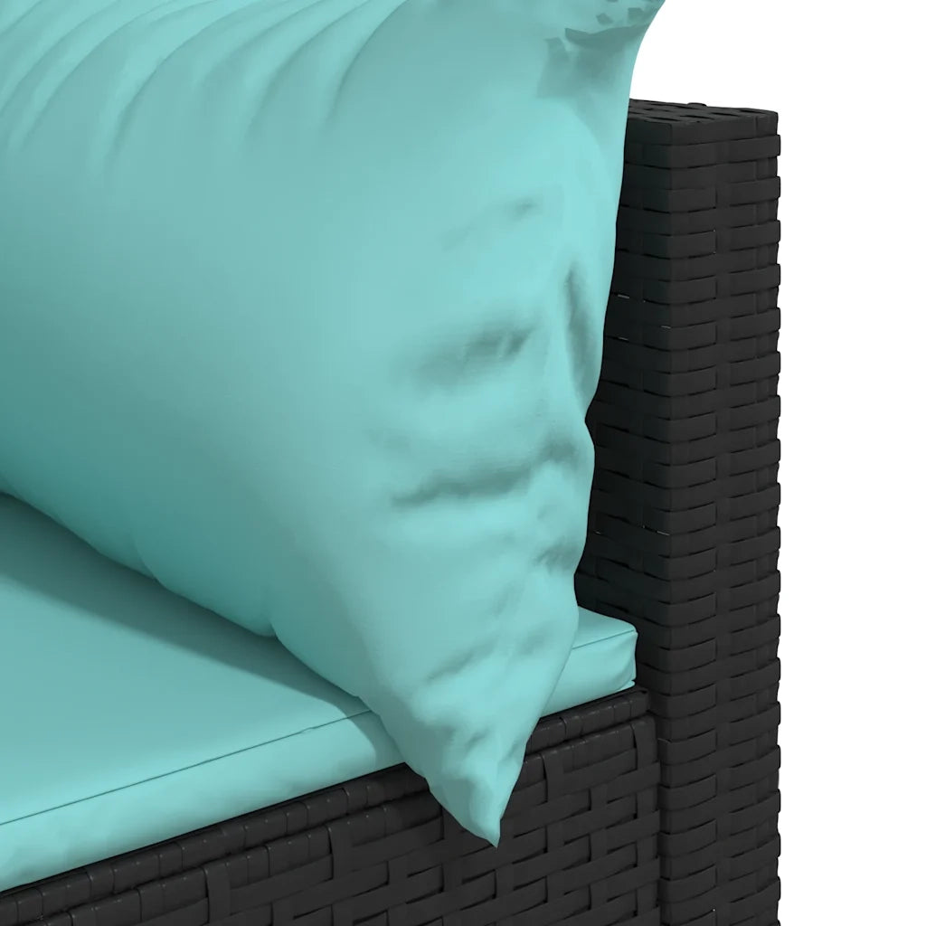 Divano Angolare da Giardino con Cuscini in Polyrattan Nero 319793