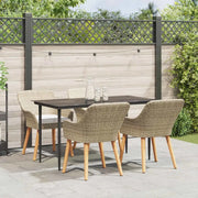 Set da Pranzo per Giardino con cuscino 5 pcs Beige polyrattan 3261693