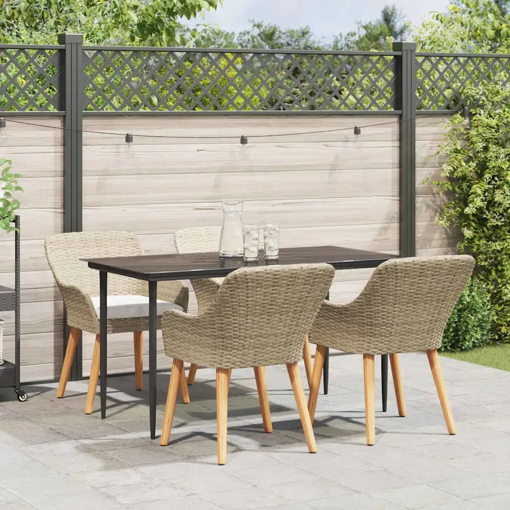 Set da Pranzo per Giardino con cuscino 5 pcs Beige polyrattan 3261693