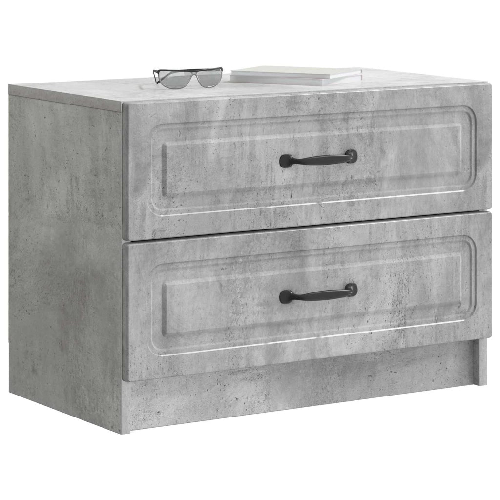 Comodino | Armadio da Notte | Mobiletto da notte Grigio Cemento 62 x 34,5 x 44,5 cm