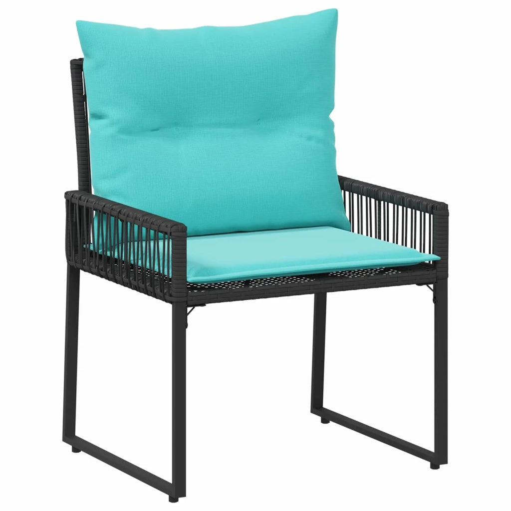 Set di Mobili da Esterno 11 pcs Nero e Turchese polyrattan