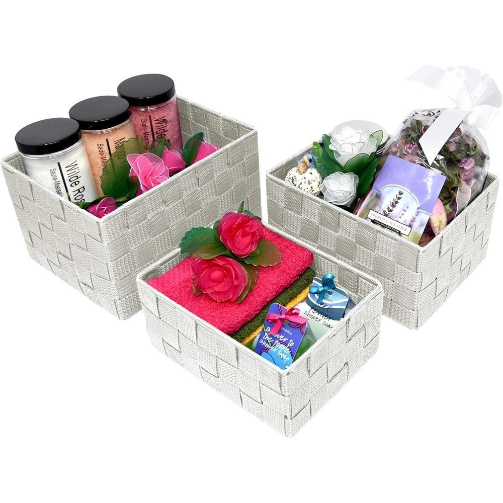 Trade Shop - Set 6 Pz Scatola In Tessuto Organizer Scaffali Porta Oggetti Grigio Chiaro 79066 -