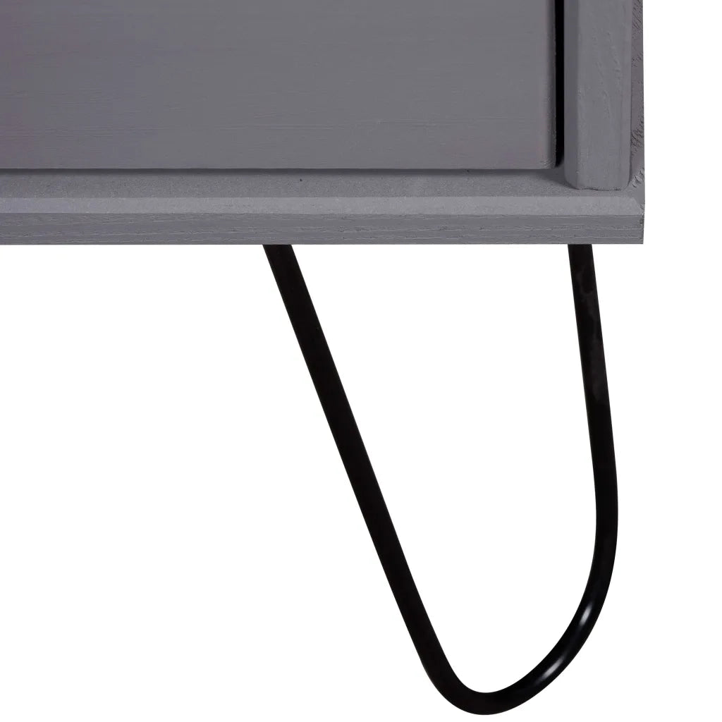 Cassettiera Grigia 45x39,5x90,3 cm in Legno Massello di Pino 321122