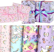 Carta da imballaggio per bambine - 4 fogli per compleanni, Natale, San Valentino, matrimoni e feste