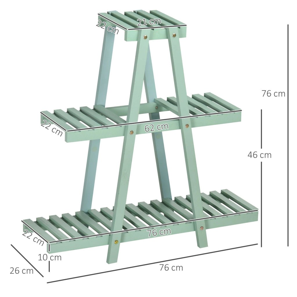 Scaffale per Piante con 3 Ripiani ¨C Zephmum ¨C 76x26x76 cm Verde Chiaro