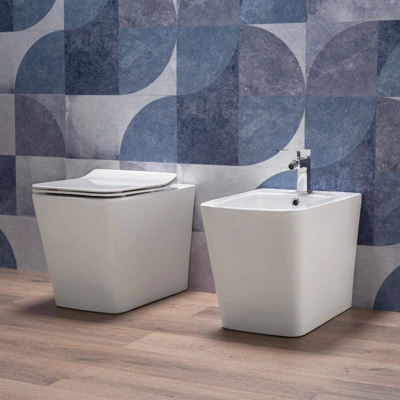 Sanitari Squadrati Filomuro Wc Rimless Bidet e Copriwc Softclose