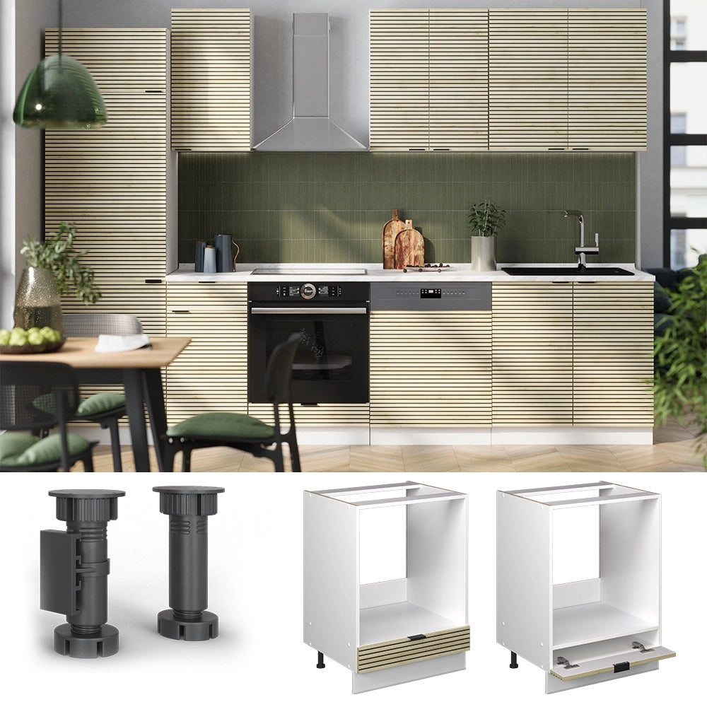Mobile per forno da incasso Fame-Line Pannello in quercia/Bianco 60 cm, PL Rovere Vicco