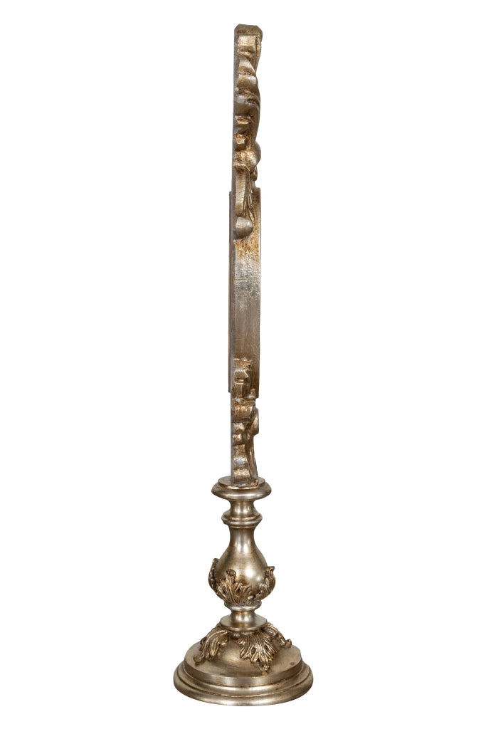 Biscottini SPECCHIERA DA APPOGGIO IN LEGNO FINITURA FOGLIA ARGENTO ANTICATO MADE IN ITALY