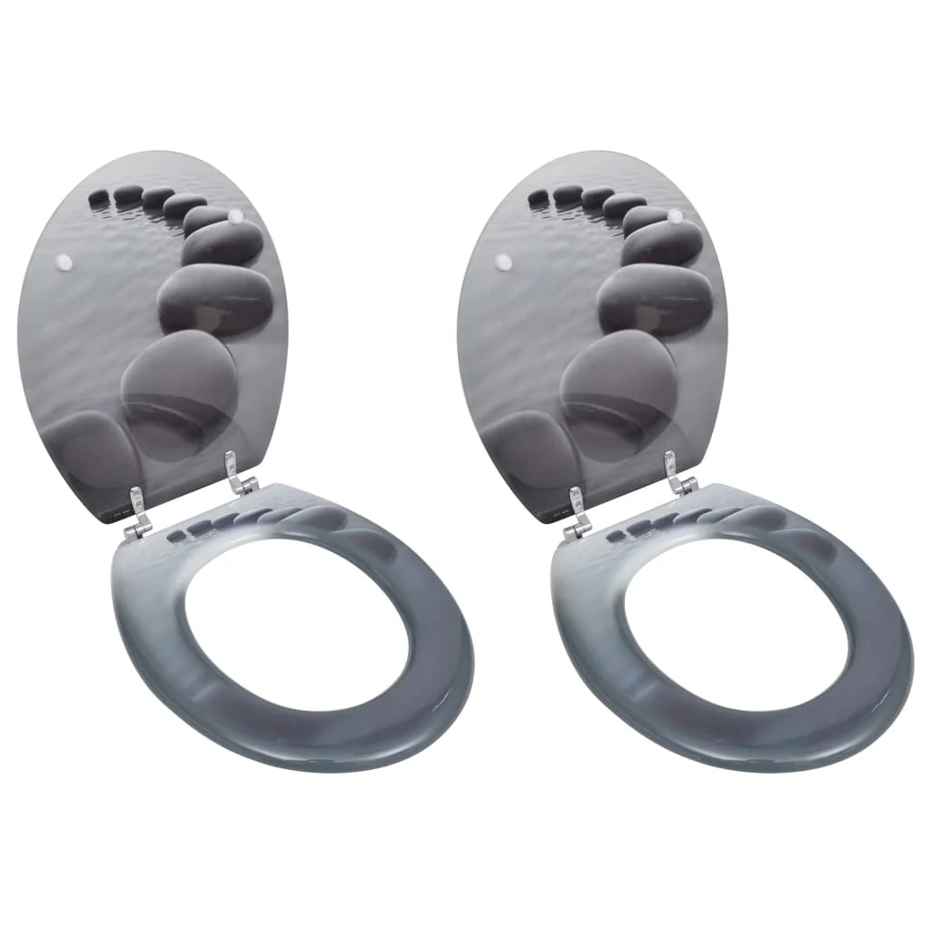 Set di due sedili per WC con coperchio MDF motivo pietra 02_0002947