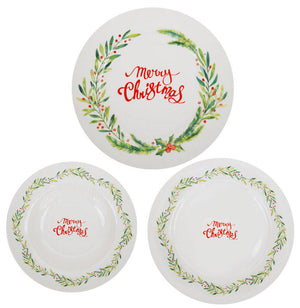 Servizio Piatti Natalizio 18 Pezzi in  Porcellana