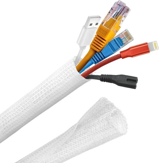 Cavo in tubo autochiudente 6 m - diametro 12-20 mm - bianco - gestione cavo - per uso domestico e ufficio