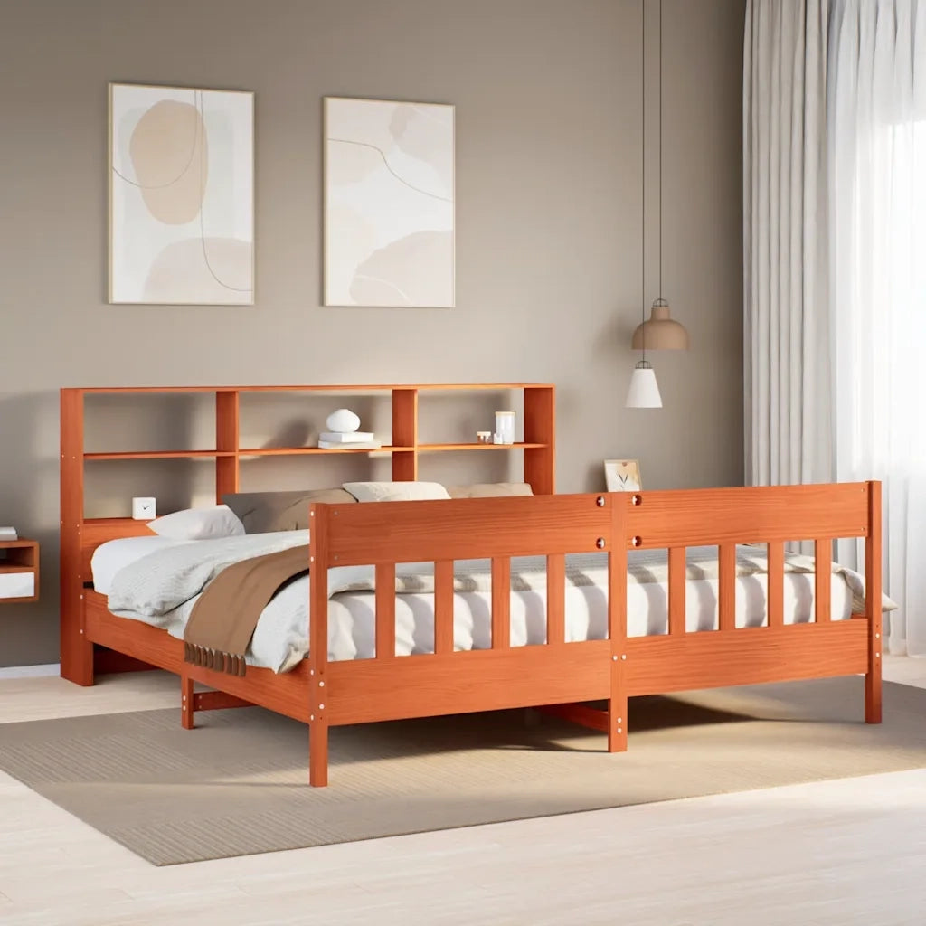 vidaXL Giroletto senza Materasso Marrone Cera 200x200 cm Legno di Pino