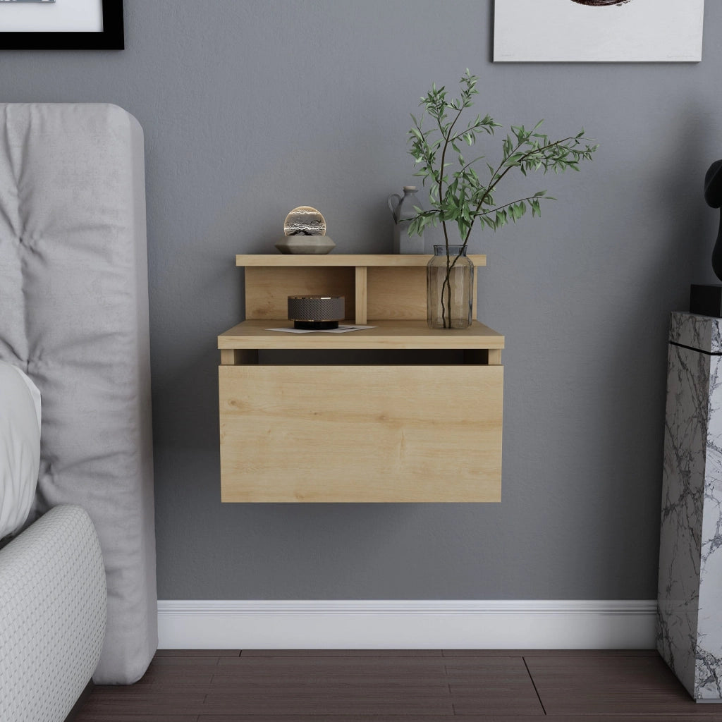 Comodino da parete in legno "Alice" - 40 x 32 x 35 cm - Beige