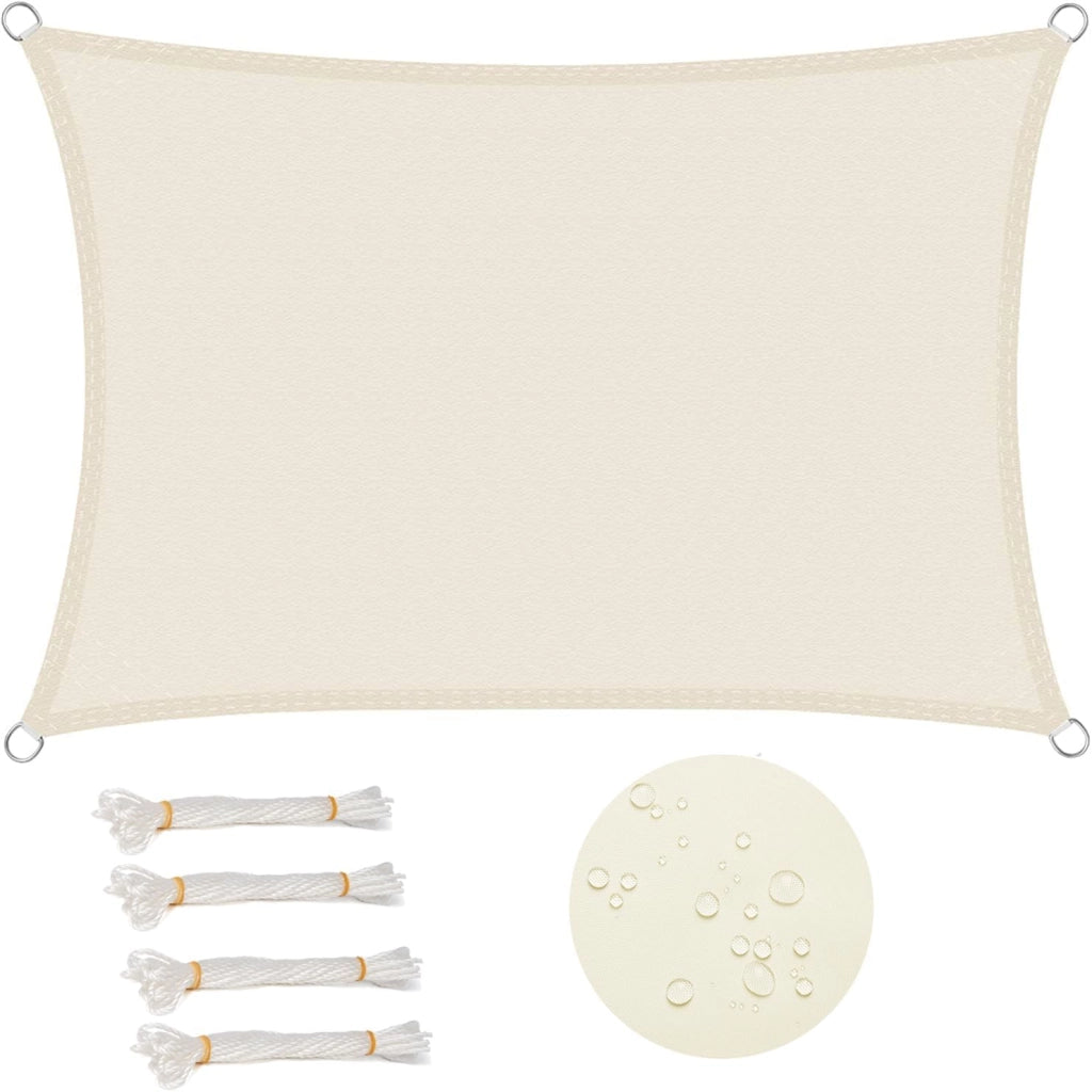 Vela ombreggiante 2x3m in PES 160 g/m² Idrorepellente Tenda a Vela Parasole Rettangolare Protezione Solare Respirante Anti UV Giardino Esterni Crema