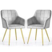 Set di 2 Sedie imbottite con cuciture quadrate LUXANO Grigio gambe oro