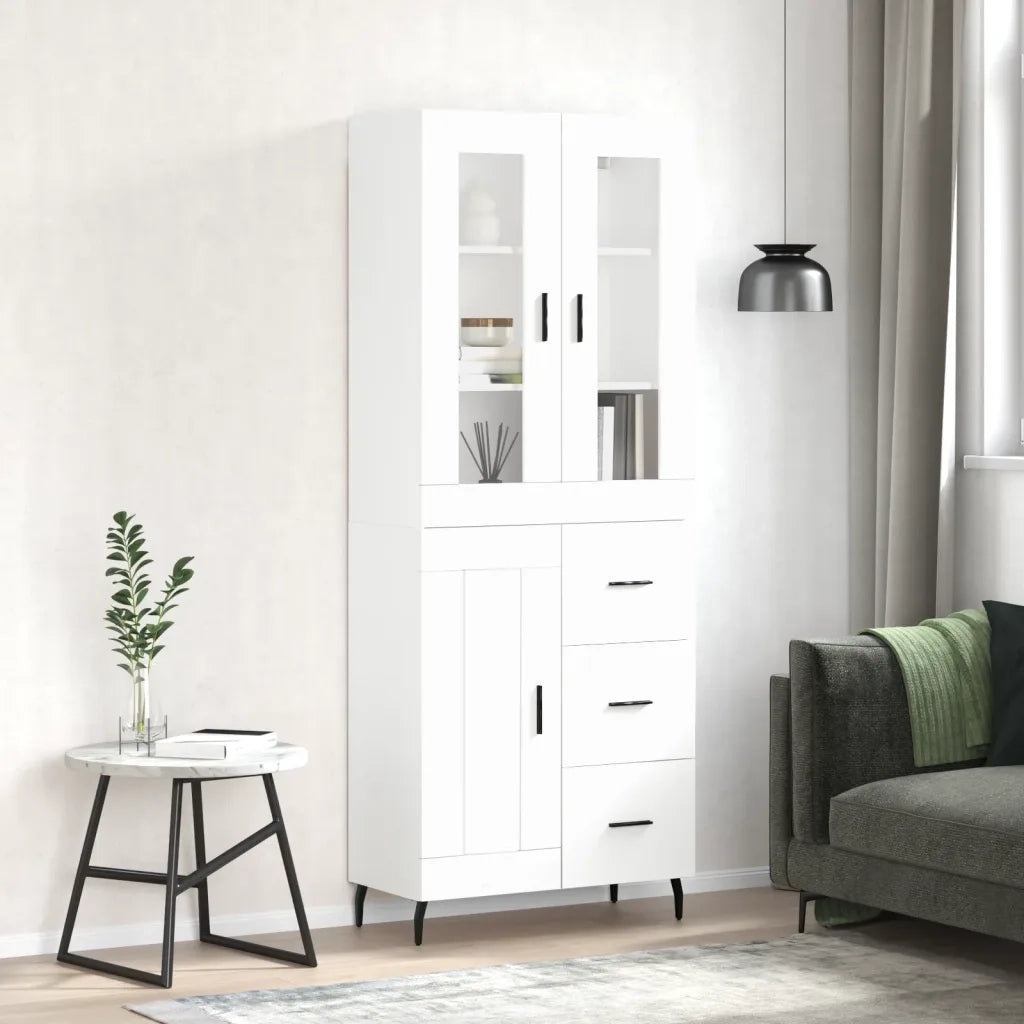 Credenza | Madia | Buffet da pranzo | Armadio da pranzo Bianca 69,5x34x180 cm in Legno Multistrato