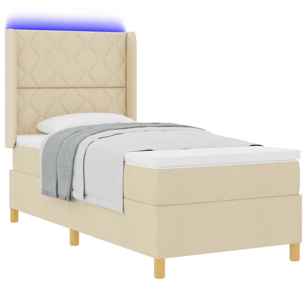 Letto a molle con materasso Crema 90 x 190 cm Tessuto 3343733