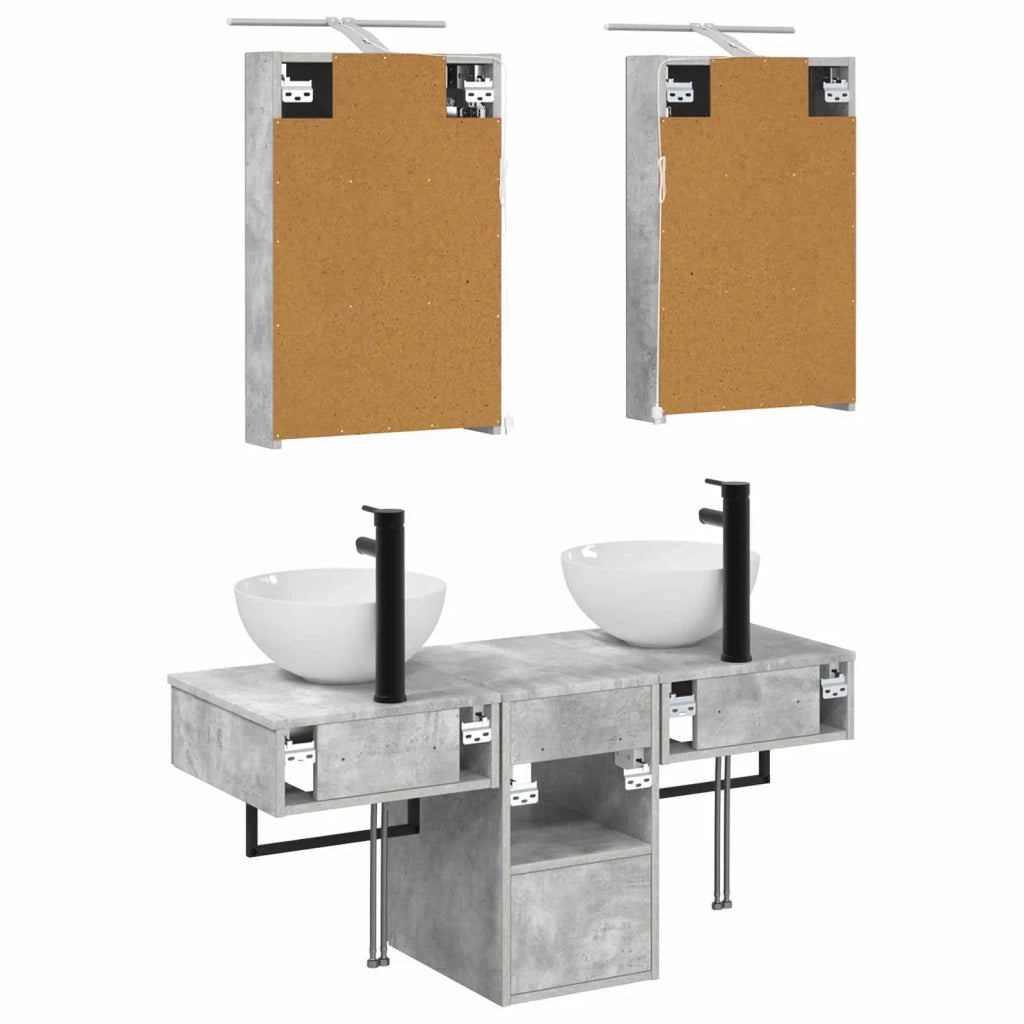 Set di Armadi da Bagno 5 pcs Grigio Cemento 40 x 10,5 x 60,5 cm 3406274