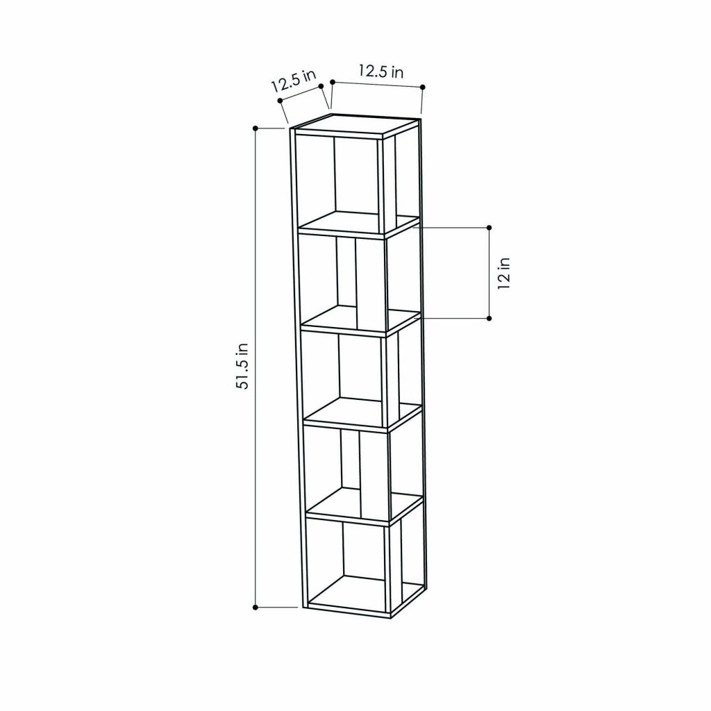 Libreria in legno "Piano" - 34 x 34 x 161 cm - Bianco