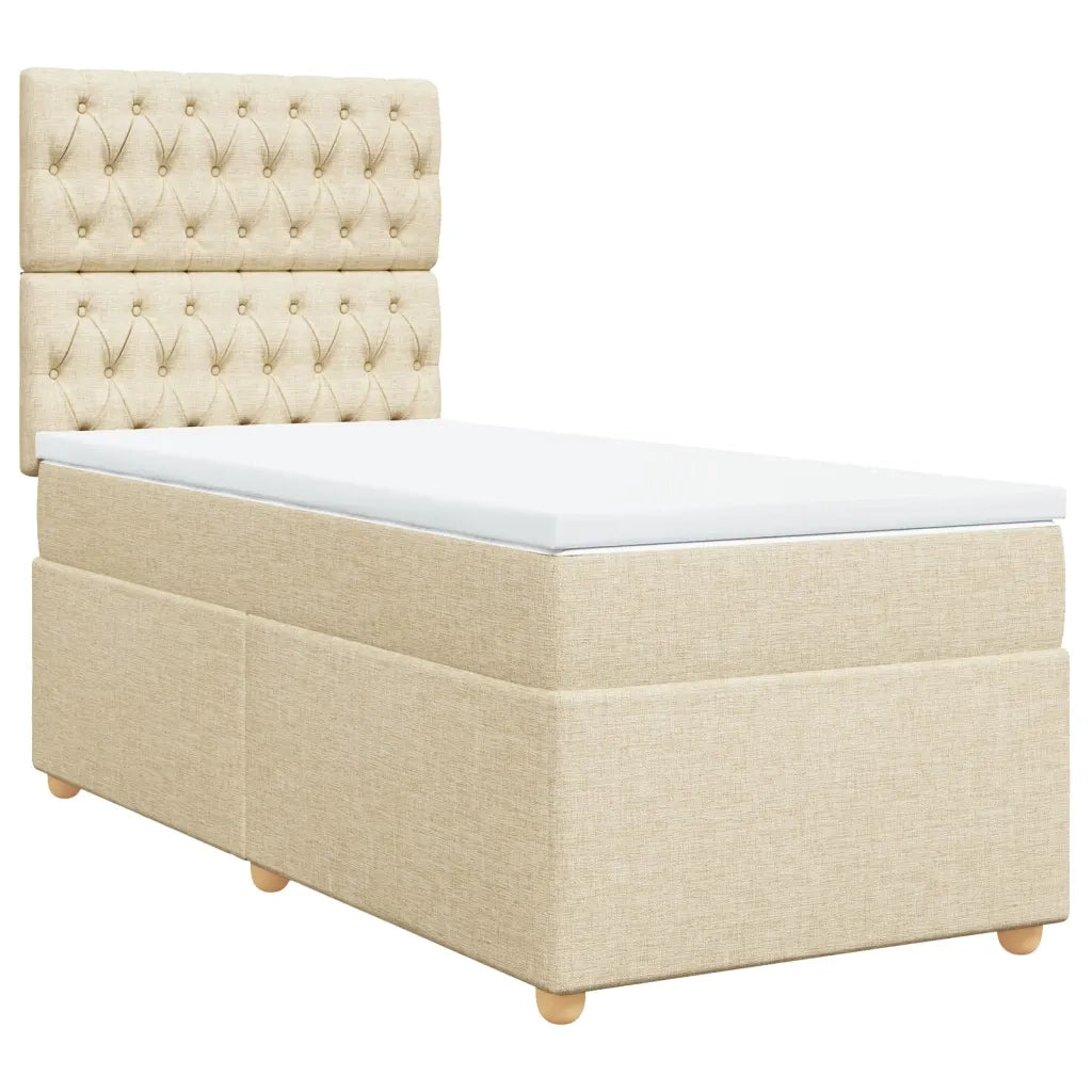 vidaXL Giroletto a Molle con Materasso Crema 90x190 cm in Tessuto