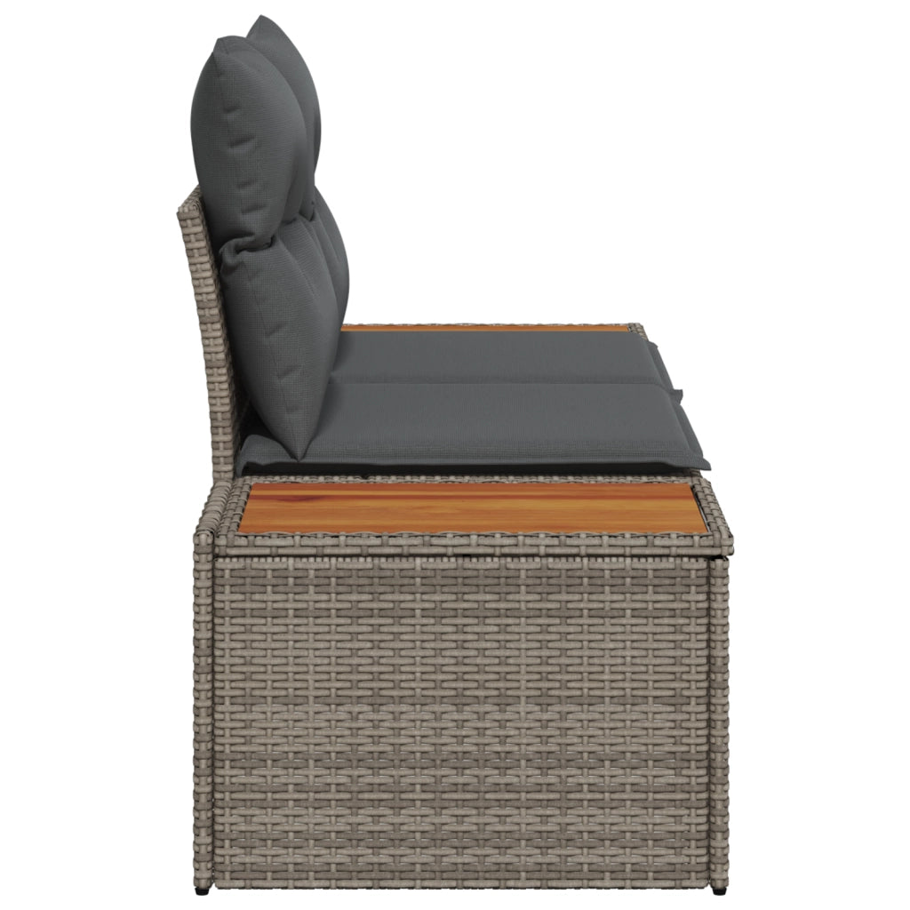 Divano da giardino a 2 posti con cuscini grigio in polyrattan