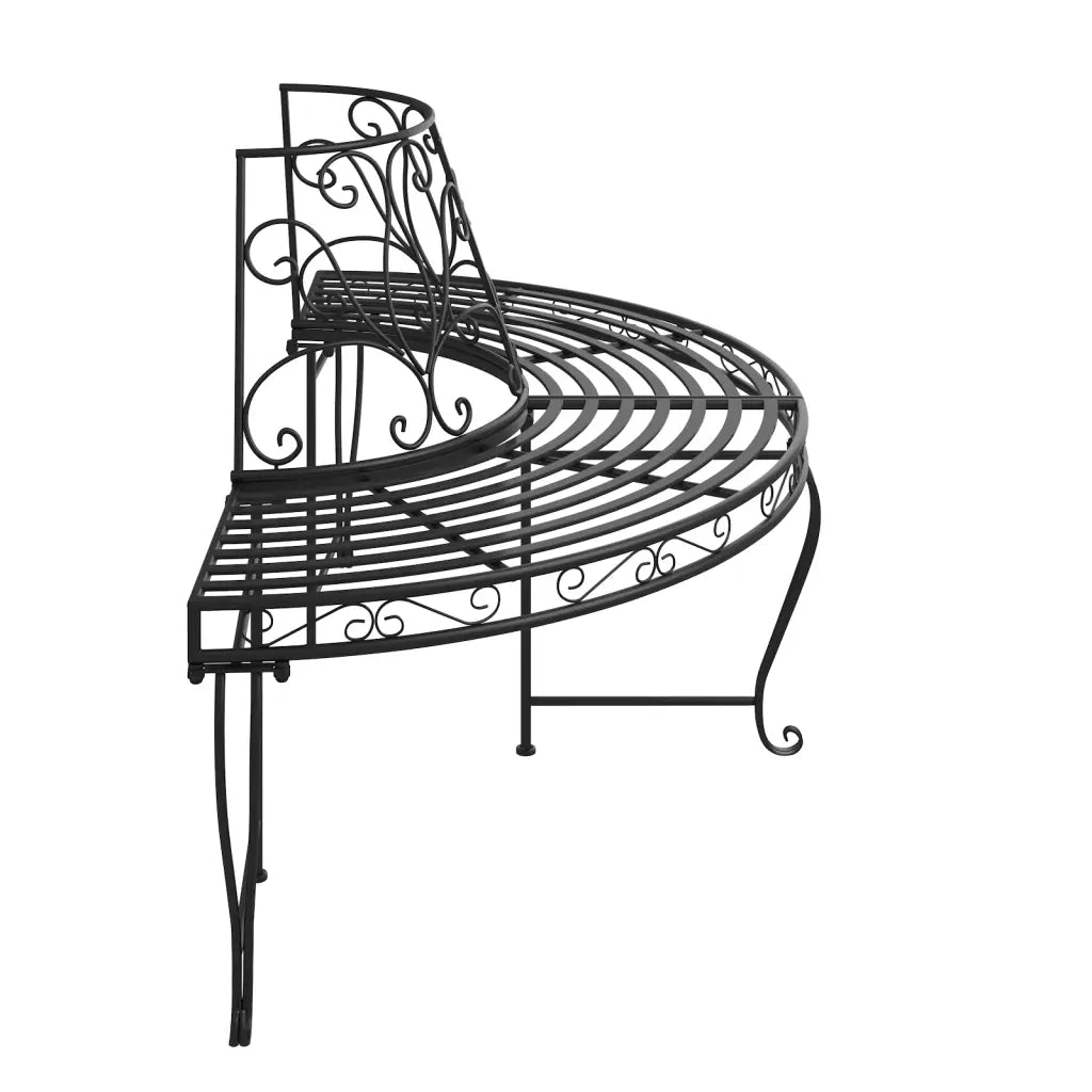Panchine per Albero Semicircolari 2 pz Ø160 cm Nere in Acciaio 3095716