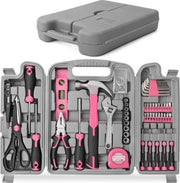 Set di attrezzi completo da 54 pezzi rosso per hobbyisti femminili DHZ, con valigetta trasportabile, ideale per uso domestico