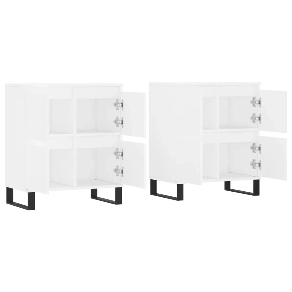 Buffet credenza cassettiera armadio mobile contenitore organizer per cucina soggiorno salotti set da 2 legno ingegnerizzato bianco 02_0036688